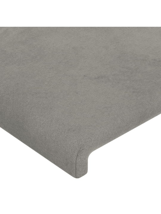 Gultas galvgalis ar led, 203x16x118/128 cm, gaiši pelēks samts