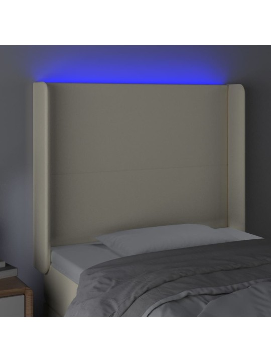 Gultas galvgalis ar led, 83x16x118/128 cm, krēmkrāsas