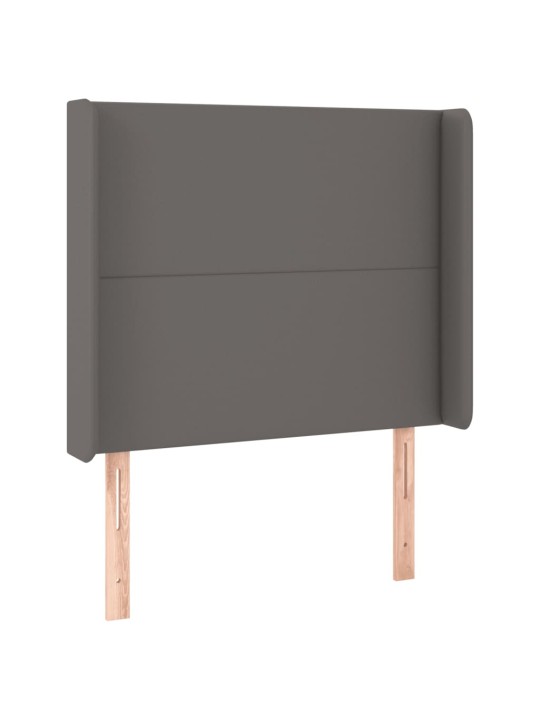 Gultas galvgalis ar led, 83x16x118/128 cm, pelēka mākslīgā āda
