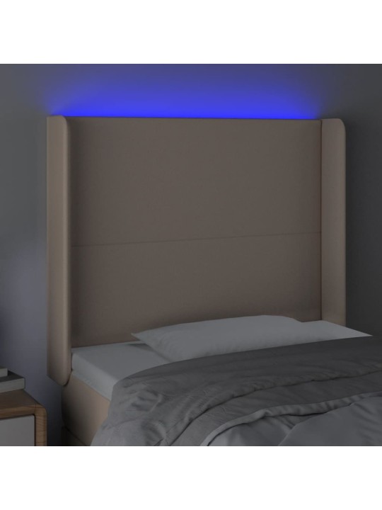 Gultas galvgalis ar led, 83x16x118/128cm, kapučīno mākslīgā āda