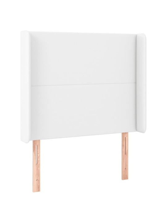 Gultas galvgalis ar led, 93x16x118/128 cm, balta mākslīgā āda