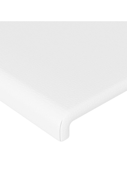 Gultas galvgalis ar led, 93x16x118/128 cm, balta mākslīgā āda