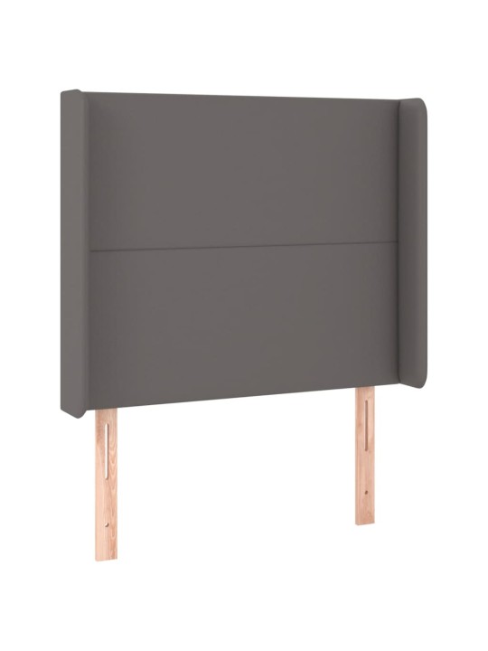 Gultas galvgalis ar led, 93x16x118/128 cm, pelēka mākslīgā āda