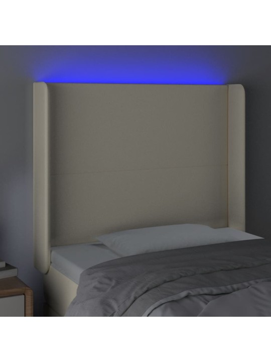 Gultas galvgalis ar led, 103x16x118/128 cm, krēmkrāsas