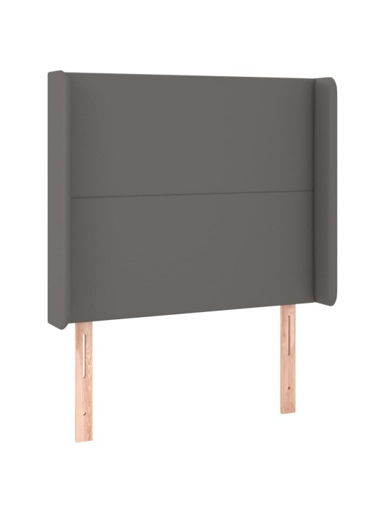 Gultas galvgalis ar LED, 103x16x118/128 cm, pelēka mākslīgā āda