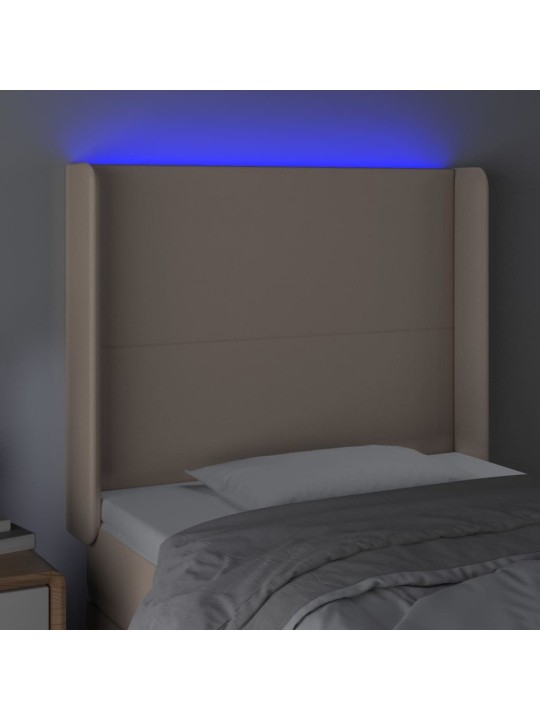 Gultas galvgalis ar LED, 103x16x118/128 cm, kapučīno