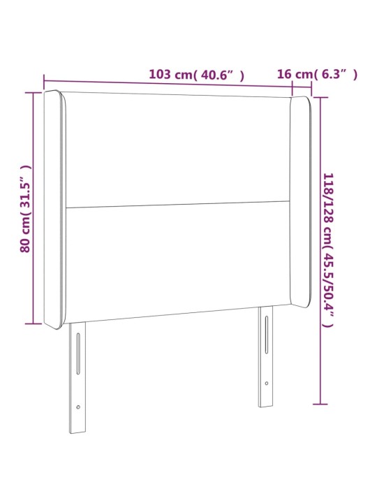 Gultas galvgalis ar LED, 103x16x118/128 cm, kapučīno
