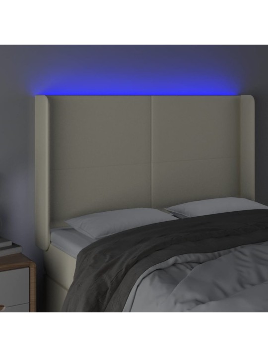 Gultas galvgalis ar led, 147x16x118/128 cm, krēmkrāsas