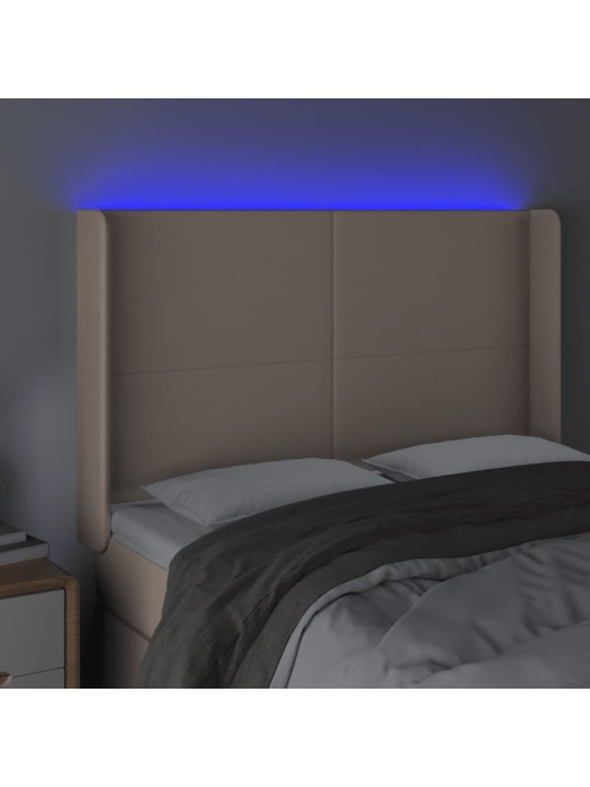 Gultas galvgalis ar led, 147x16x118/128 cm, kapučīno
