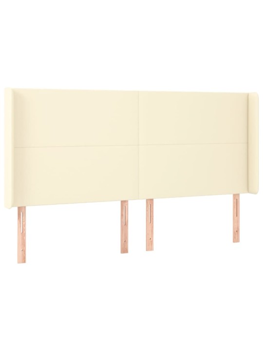 Gultas galvgalis ar led, 163x16x118/128 cm, krēmkrāsas