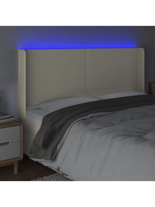 Gultas galvgalis ar led, 163x16x118/128 cm, krēmkrāsas
