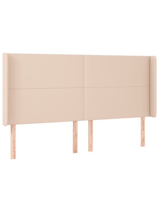 Gultas galvgalis ar LED, 163x16x118/128 cm, kapučīno