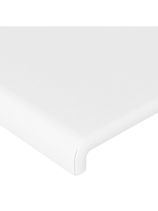 Gultas galvgalis ar LED, 183x16x118/128 cm, balta mākslīgā āda