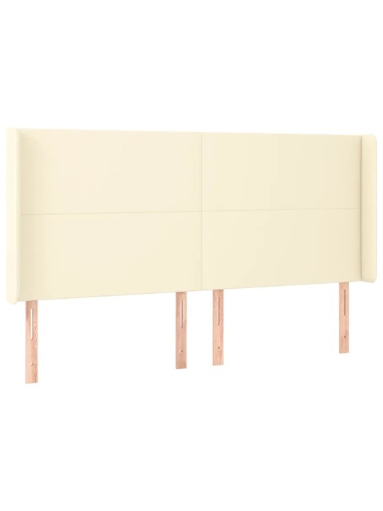 Gultas galvgalis ar led, 183x16x118/128 cm, krēmkrāsas