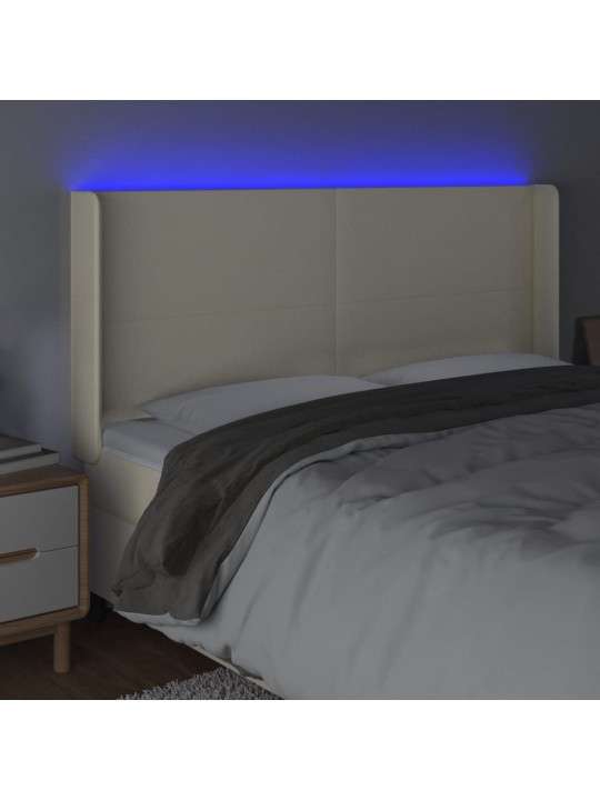 Gultas galvgalis ar led, 183x16x118/128 cm, krēmkrāsas