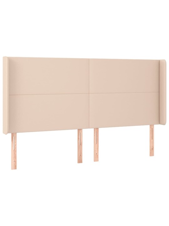 Gultas galvgalis ar led, 183x16x118/128 cm, kapučīno