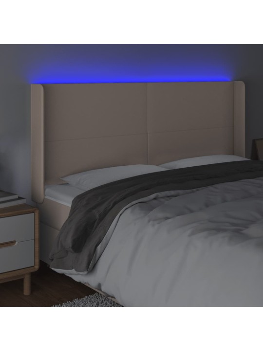 Gultas galvgalis ar led, 183x16x118/128 cm, kapučīno