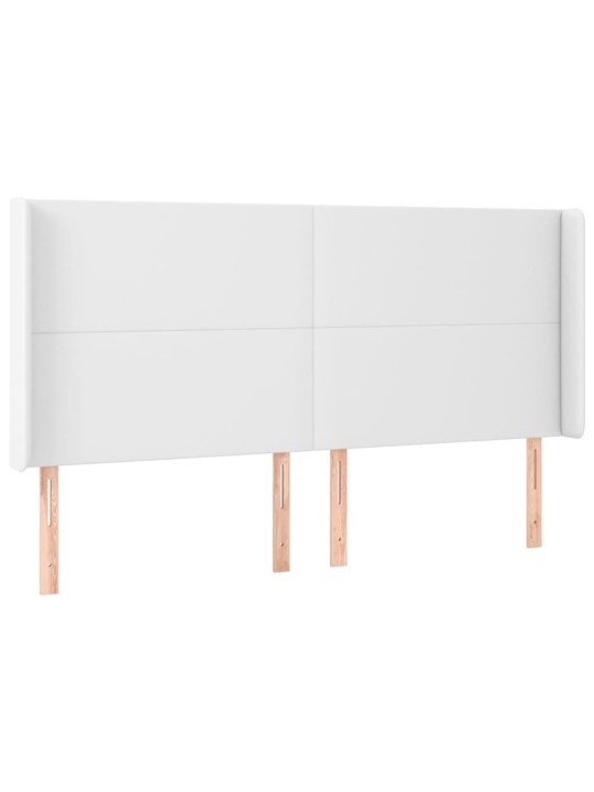 Gultas galvgalis ar led, 203x16x118/128 cm, balta mākslīgā āda