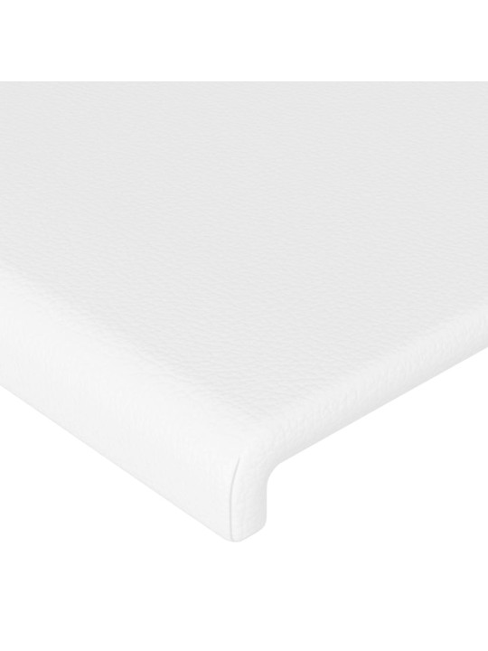 Gultas galvgalis ar led, 203x16x118/128 cm, balta mākslīgā āda
