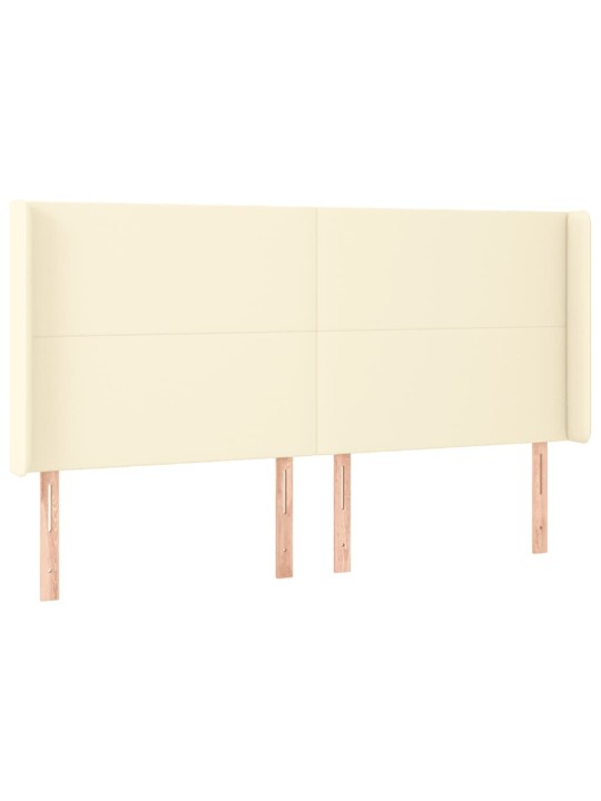 Gultas galvgalis ar led, 203x16x118/128 cm, krēmkrāsas