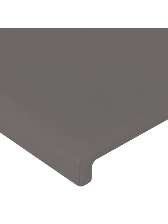 Gultas galvgalis ar led, 203x16x118/128 cm, pelēka mākslīgā āda
