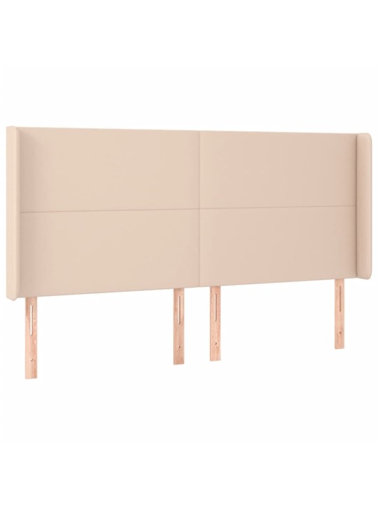 Gultas galvgalis ar led, 203x16x118/128 cm, kapučīno