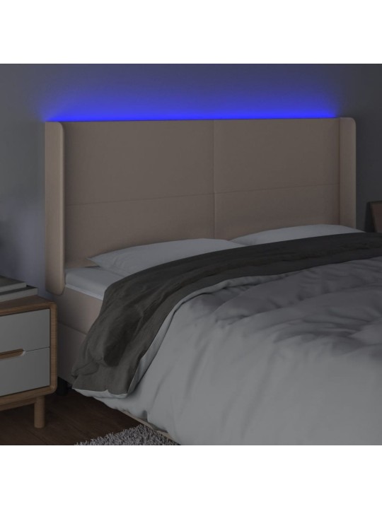 Gultas galvgalis ar led, 203x16x118/128 cm, kapučīno