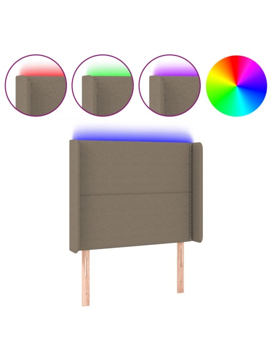 Gultas galvgalis ar led, 83x16x118/128 cm, pelēkbrūns audums