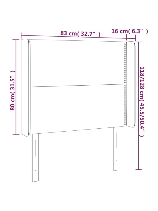 Gultas galvgalis ar led, 83x16x118/128 cm, pelēkbrūns audums