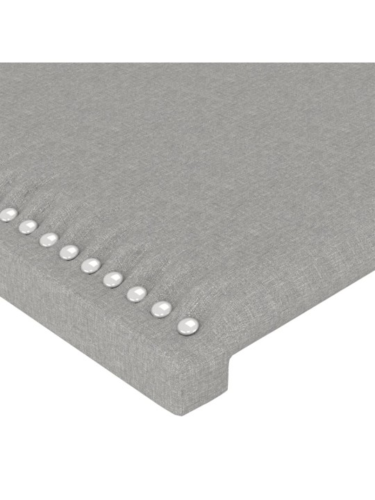 Gultas galvgalis ar led, 93x16x118/128 cm, gaiši pelēks audums