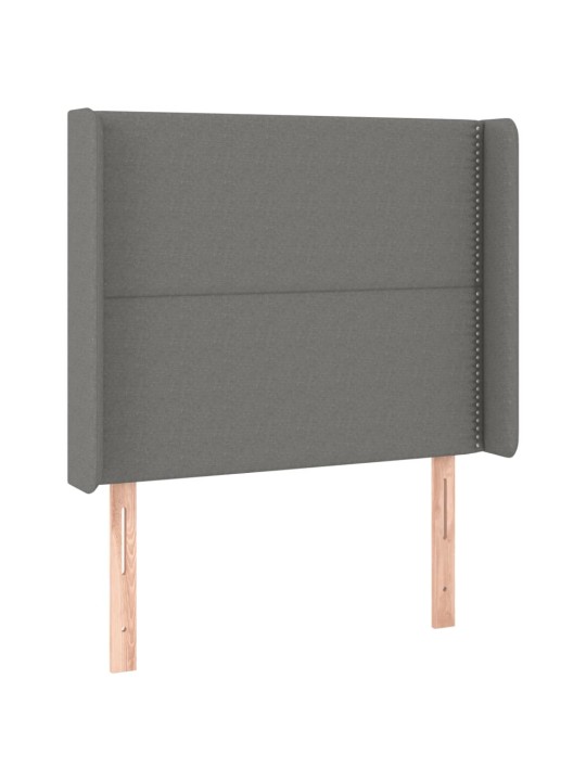 Gultas galvgalis ar led, 93x16x118/128 cm, tumši pelēks audums