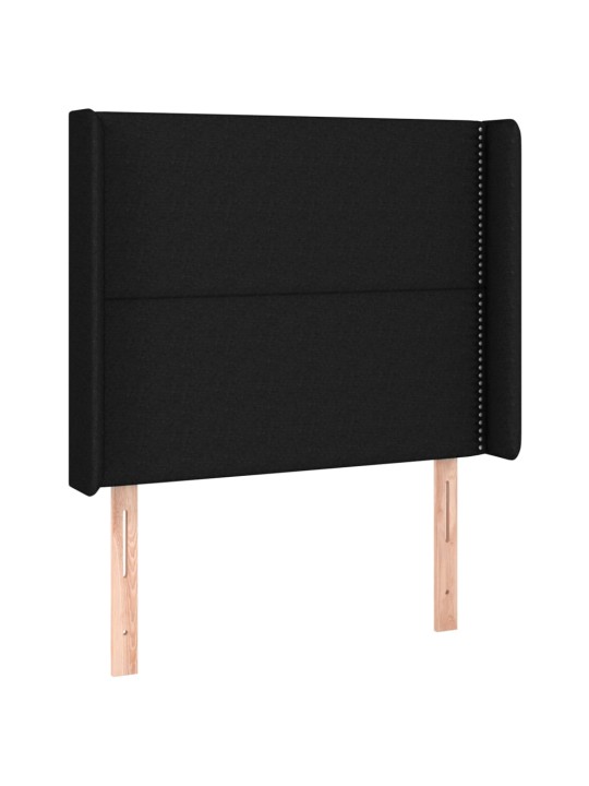 Gultas galvgalis ar led, 93x16x118/128 cm, melns audums