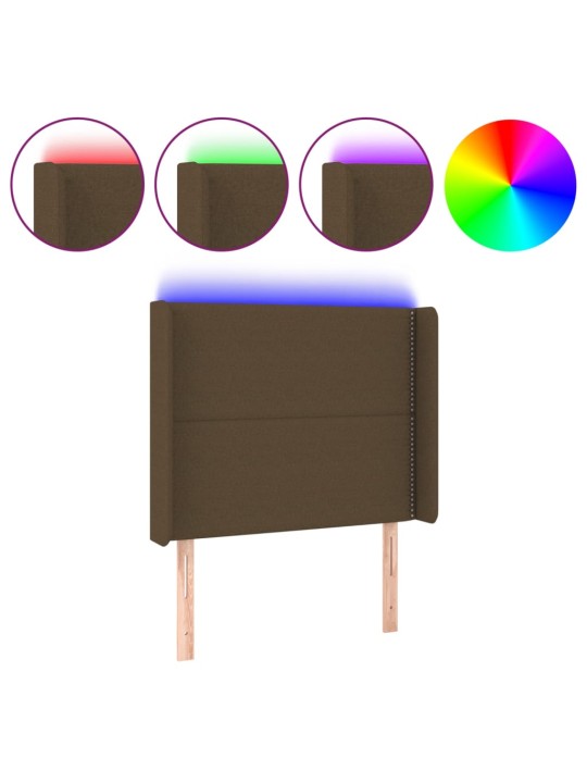 Gultas galvgalis ar led, 93x16x118/128 cm, tumši brūns audums