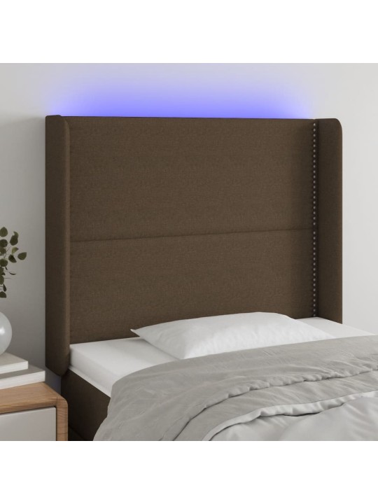 Gultas galvgalis ar led, 93x16x118/128 cm, tumši brūns audums