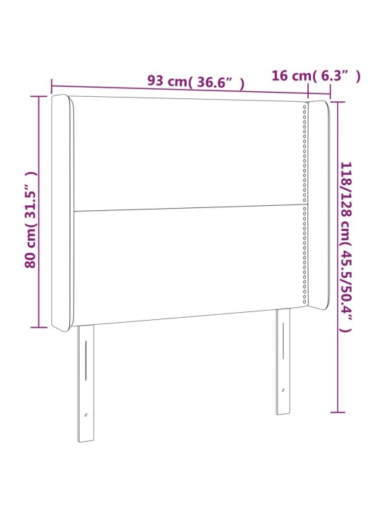 Gultas galvgalis ar led, 93x16x118/128 cm, pelēkbrūns audums