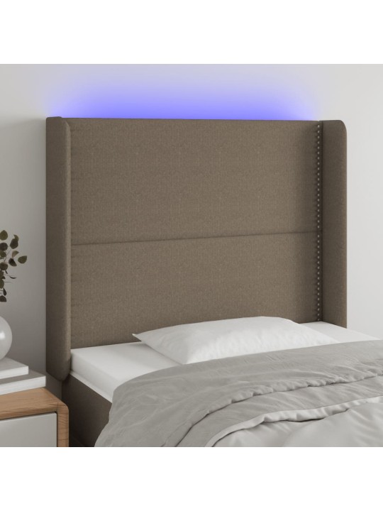 Gultas galvgalis ar led, 93x16x118/128 cm, pelēkbrūns audums