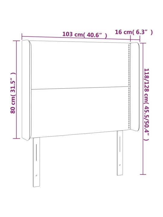 Gultas galvgalis ar LED, 103x16x118/128 cm, melns audums