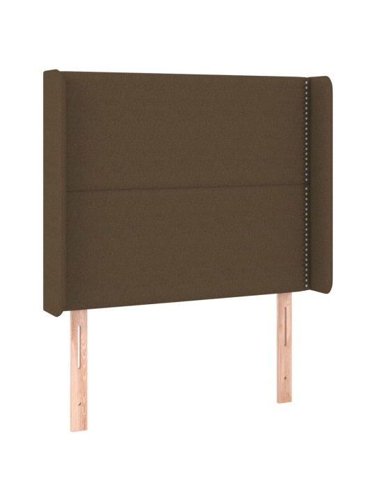 Gultas galvgalis ar LED, 103x16x118/128 cm, tumši brūns audums