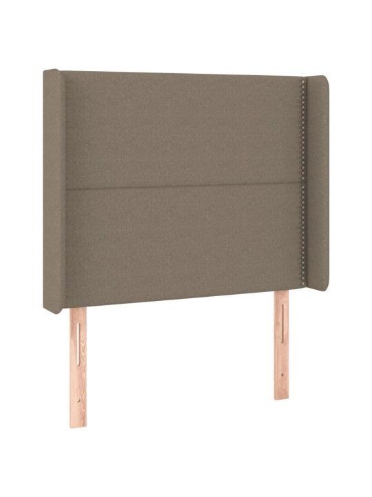 Gultas galvgalis ar LED, 103x16x118/128 cm, pelēkbrūns audums