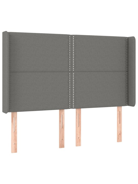 Gultas galvgalis ar LED, 147x16x118/128 cm, tumši pelēks audums