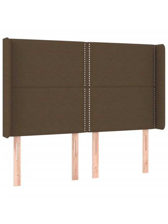 Gultas galvgalis ar LED, 147x16x118/128 cm, tumši brūns audums