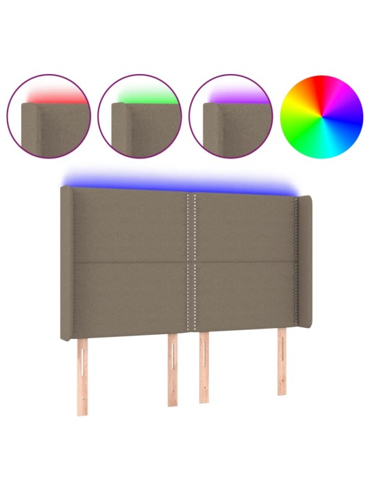Gultas galvgalis ar led, 147x16x118/128 cm, pelēkbrūns audums
