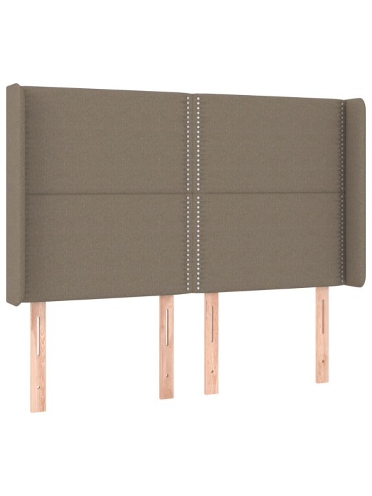 Gultas galvgalis ar led, 147x16x118/128 cm, pelēkbrūns audums
