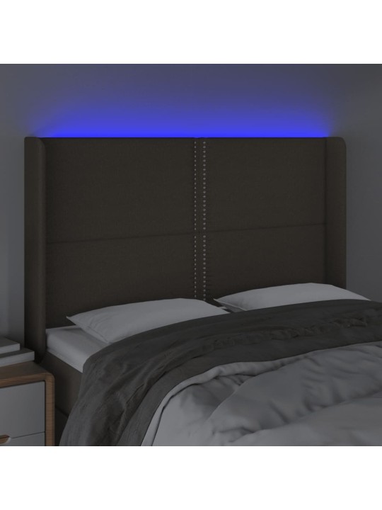Gultas galvgalis ar led, 147x16x118/128 cm, pelēkbrūns audums