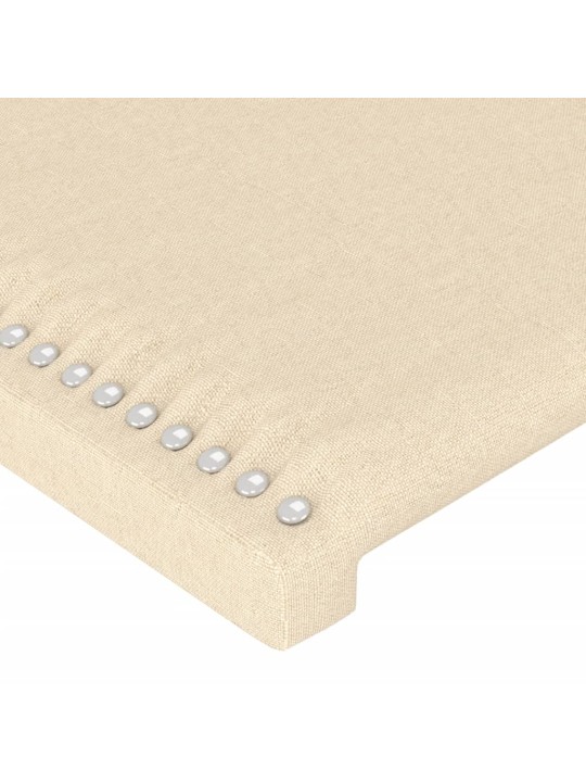 Gultas galvgalis ar led, 147x16x118/128 cm, krēmkrāsas audums