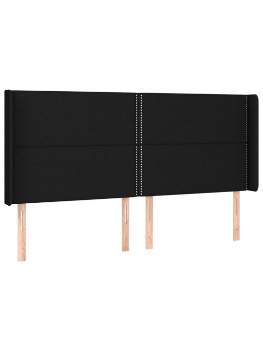 Gultas galvgalis ar led, 183x16x118/128 cm, melns audums