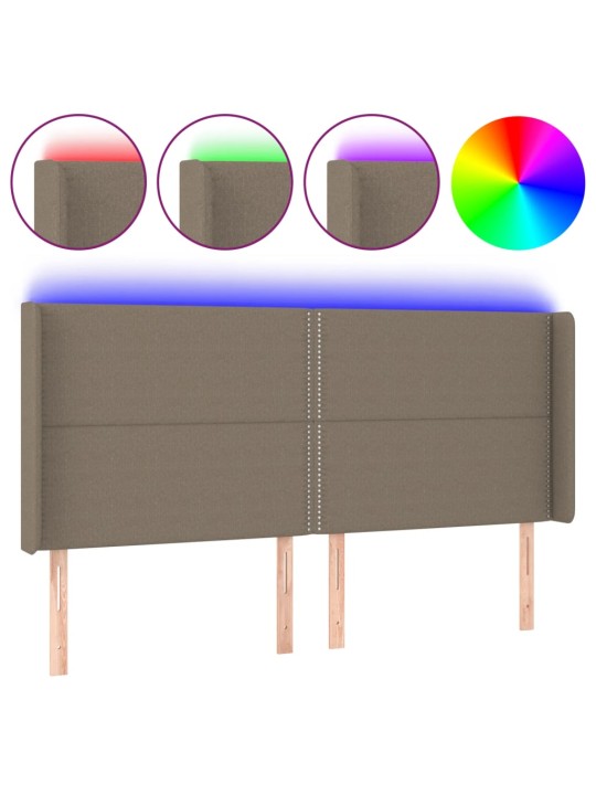 Gultas galvgalis ar led, 183x16x118/128 cm, pelēkbrūns audums