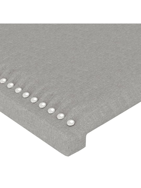 Gultas galvgalis ar led, 203x16x118/128 cm, gaiši pelēks audums