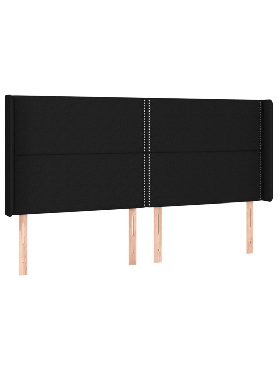 Gultas galvgalis ar led, 203x16x118/128 cm, melns audums