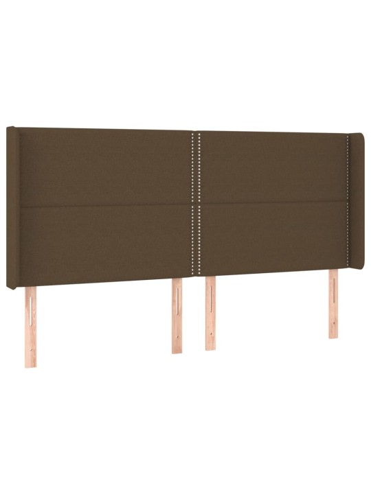 Gultas galvgalis ar led, 203x16x118/128 cm, tumši brūns audums